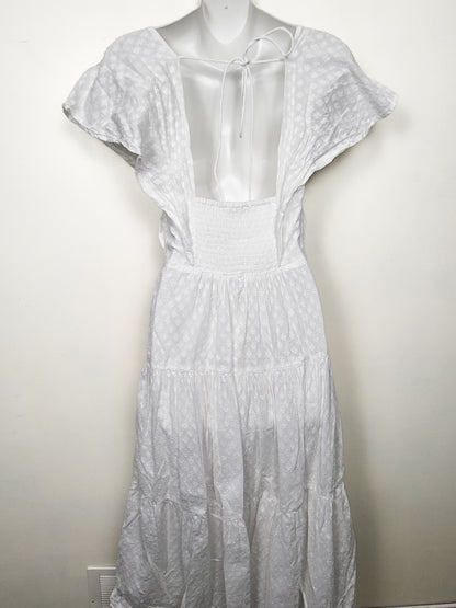 Black Tape (Dex) white tiered Swiss Dot textured Boho dress | Size XS