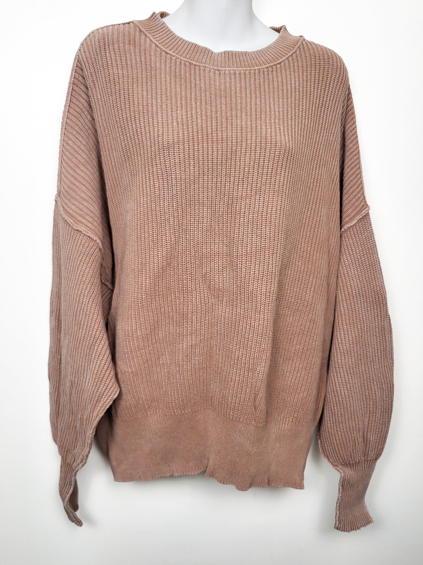 Aerie American Eagle washed cotton stitched waffle knit pullover | Size MEDIUM