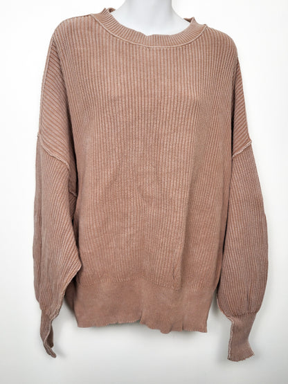 Aerie American Eagle washed cotton stitched waffle knit pullover | Size MEDIUM