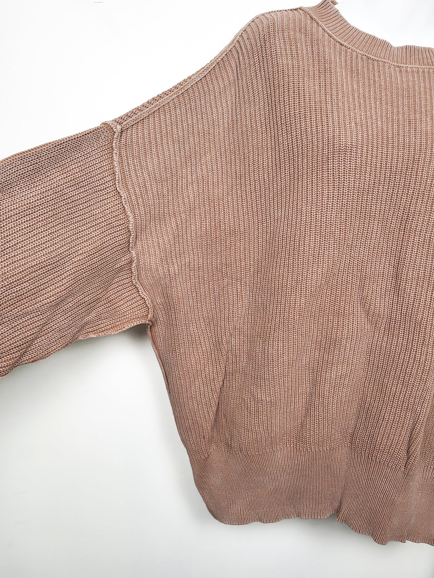 Aerie American Eagle washed cotton stitched waffle knit pullover | Size MEDIUM