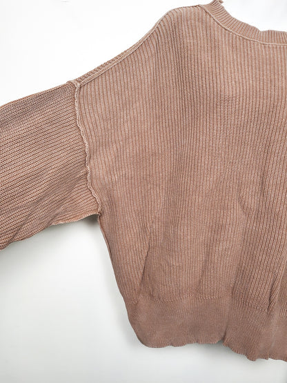 Aerie American Eagle washed cotton stitched waffle knit pullover | Size MEDIUM