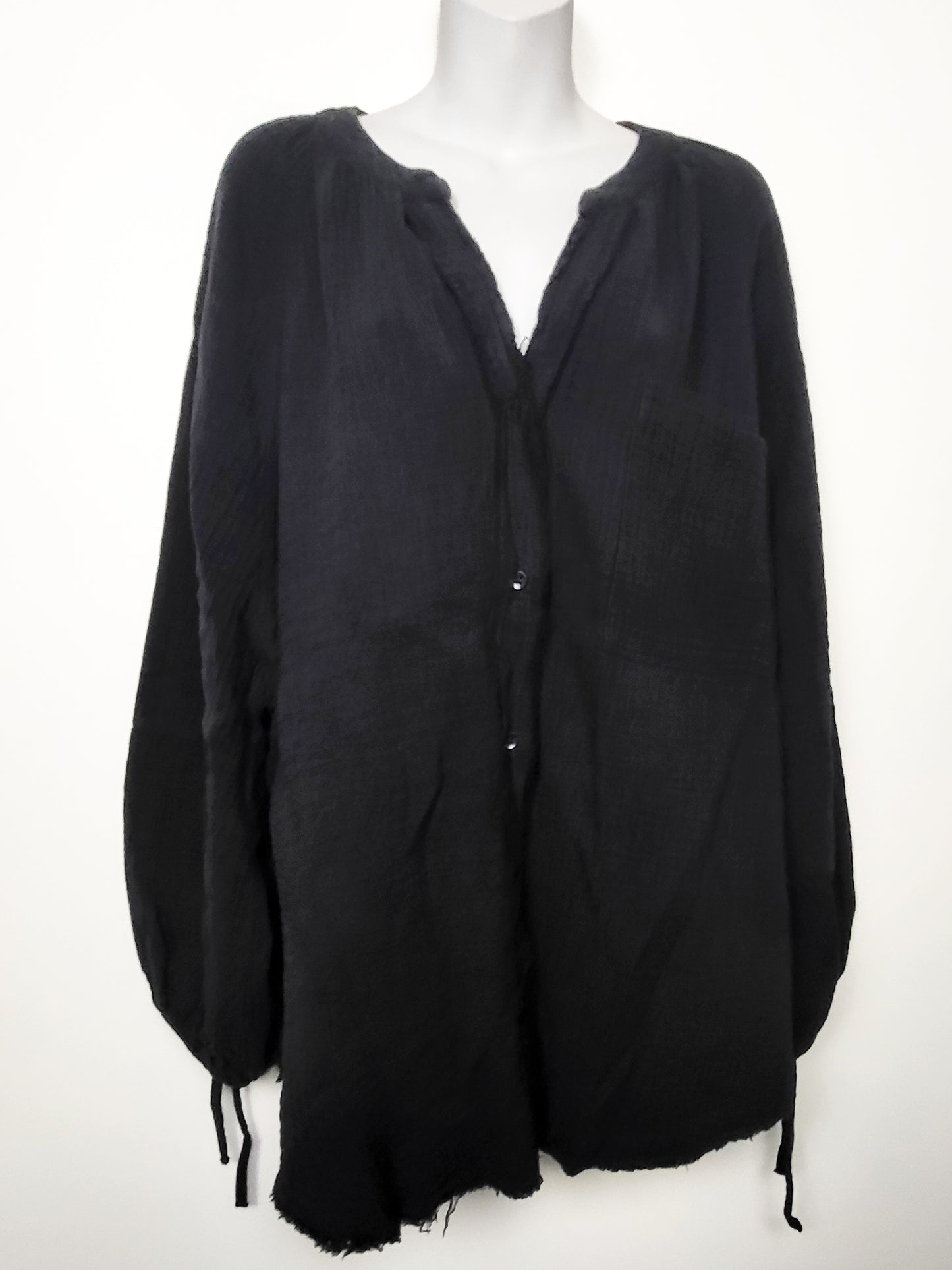 Aerie American Eagle black "Poet Button Up" shirt | Size LARGE