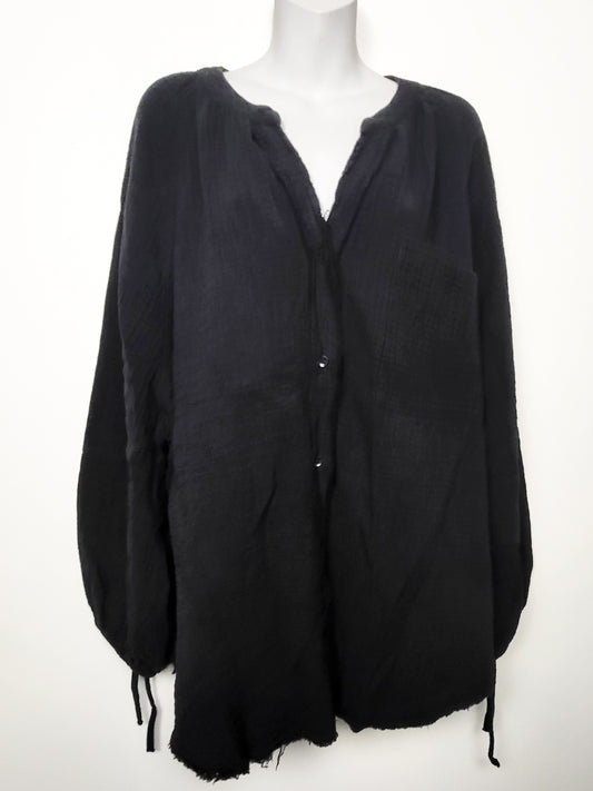 Aerie American Eagle black "Poet Button Up" shirt | Size LARGE