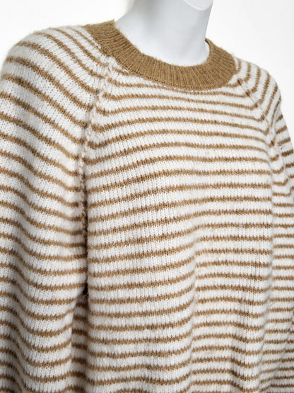 American Eagle tan striped crewneck sweater | Size MEDIUM