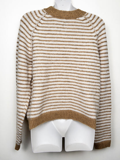 American Eagle tan striped crewneck sweater | Size MEDIUM