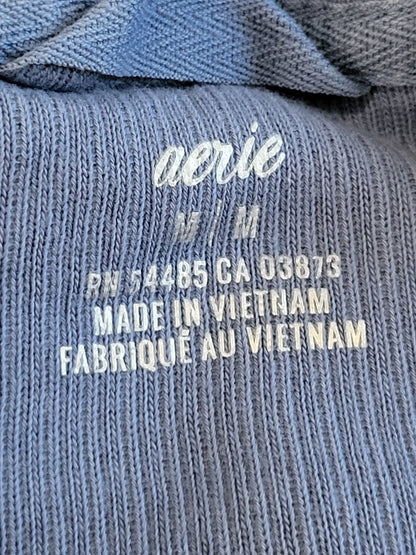 Aerie American Eagle blue ribbed cropped "Ottoman" crewneck sweatshirt | Size MEDIUM