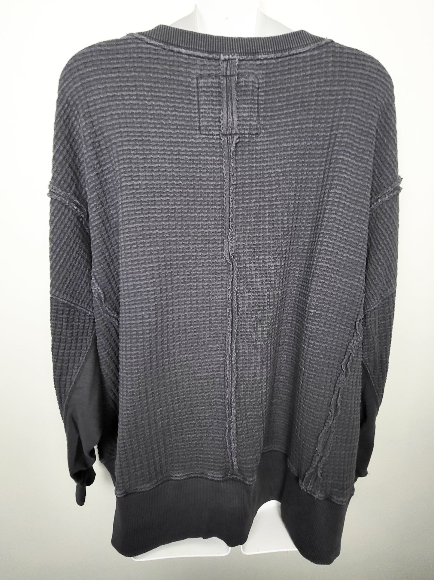 Aerie American Eagle grey waffle knit "Sunday" oversized crew | Size MEDIUM