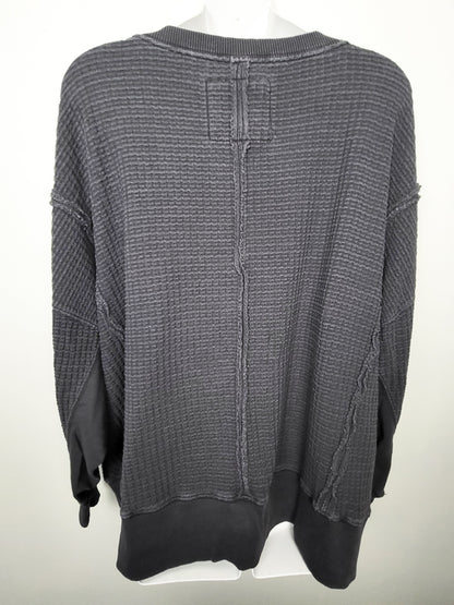Aerie American Eagle grey waffle knit "Sunday" oversized crew | Size MEDIUM