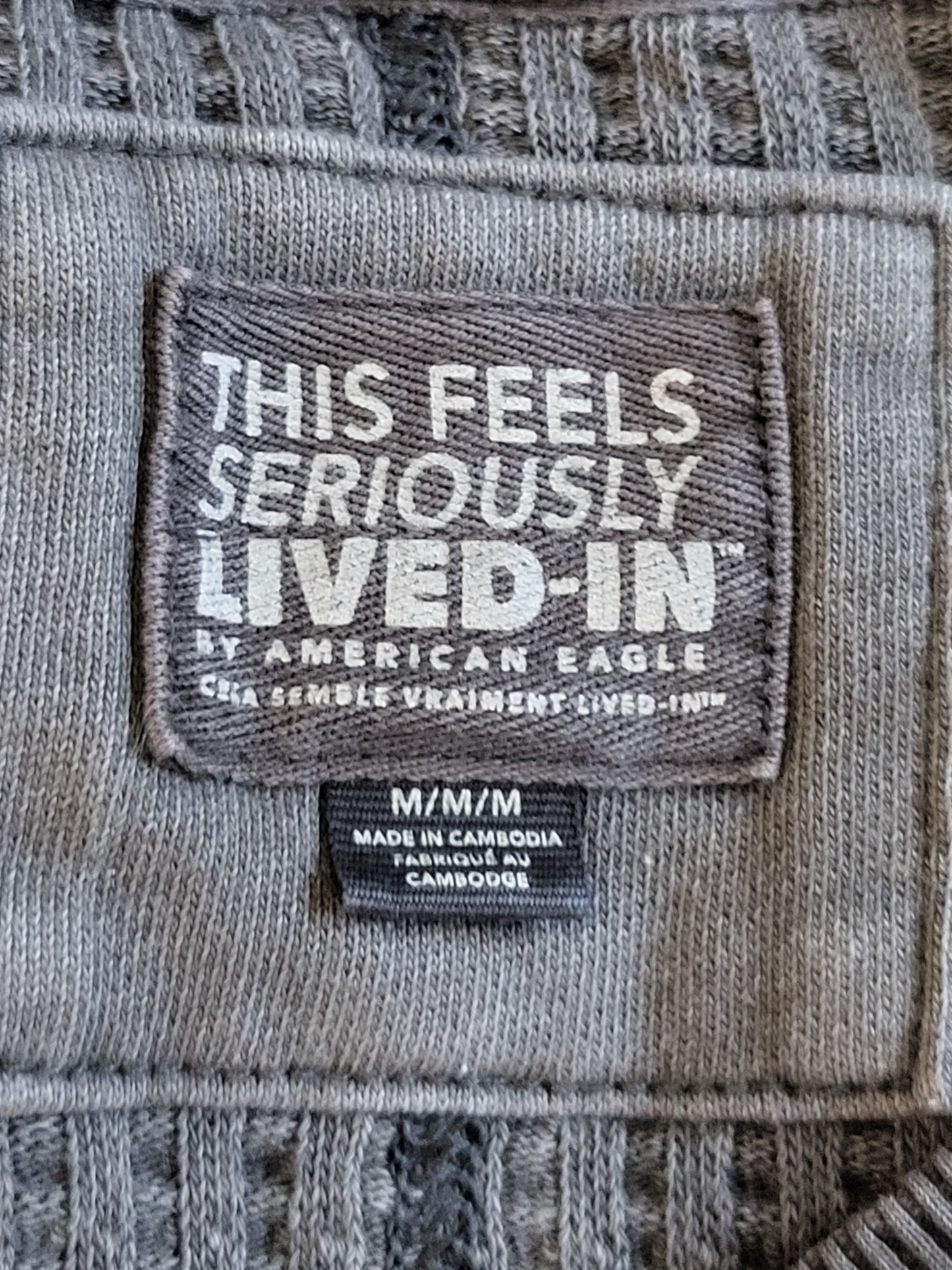 Aerie American Eagle grey waffle knit "Sunday" oversized crew | Size MEDIUM