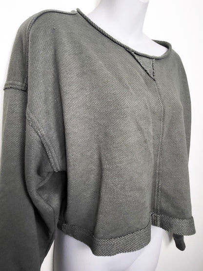 Aerie olive green "Desert Flyweight" cropped crewneck sweatshirt | Size XS