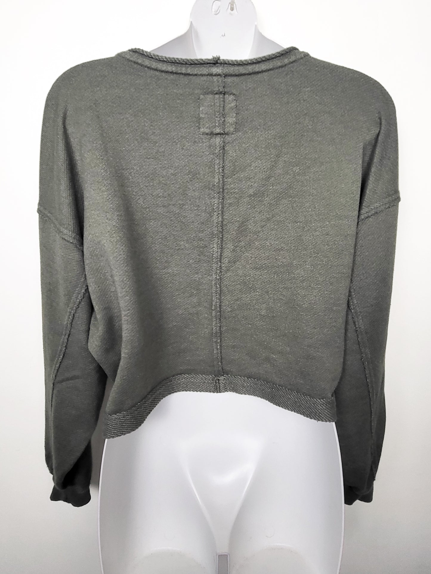 Aerie olive green "Desert Flyweight" cropped crewneck sweatshirt | Size XS