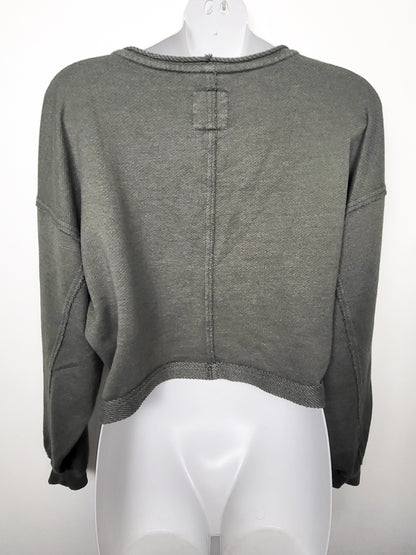 Aerie olive green "Desert Flyweight" cropped crewneck sweatshirt | Size XS
