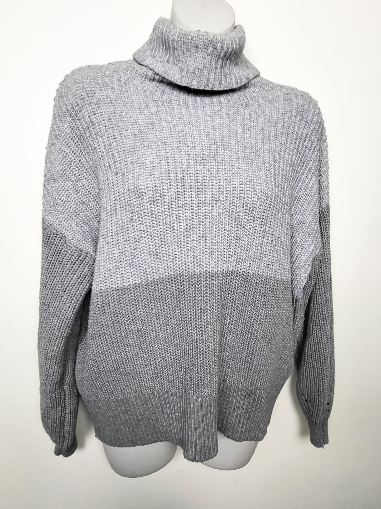 American Eagle Chunky Knit Gray Colourblock Turtleneck | Size XS