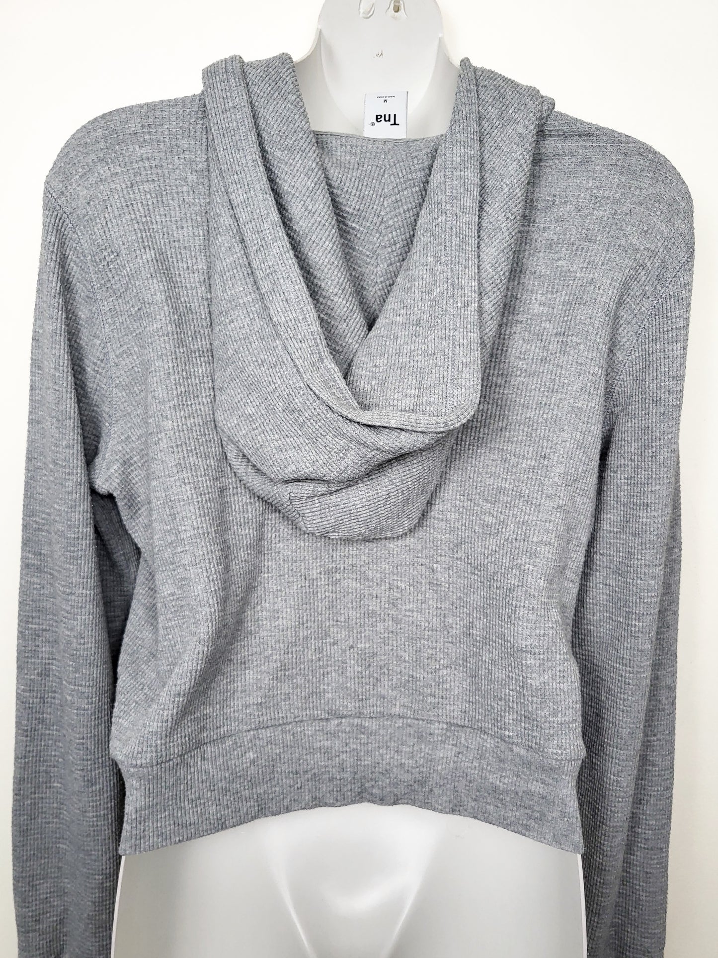 TNA grey cropped waffle knit hoodie | Size MEDIUM