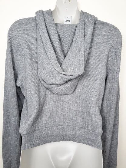 TNA grey cropped waffle knit hoodie | Size MEDIUM
