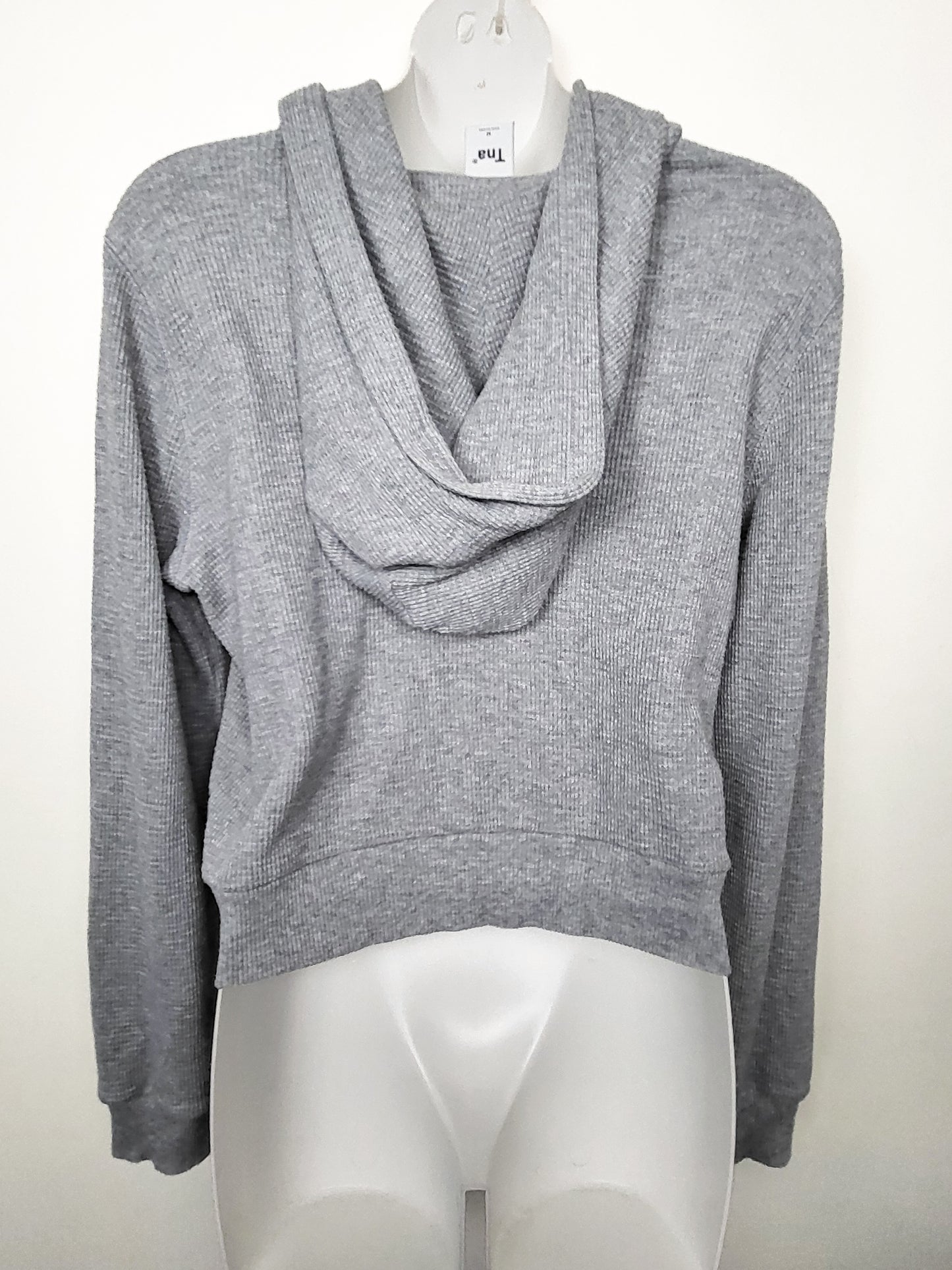 TNA grey cropped waffle knit hoodie | Size MEDIUM