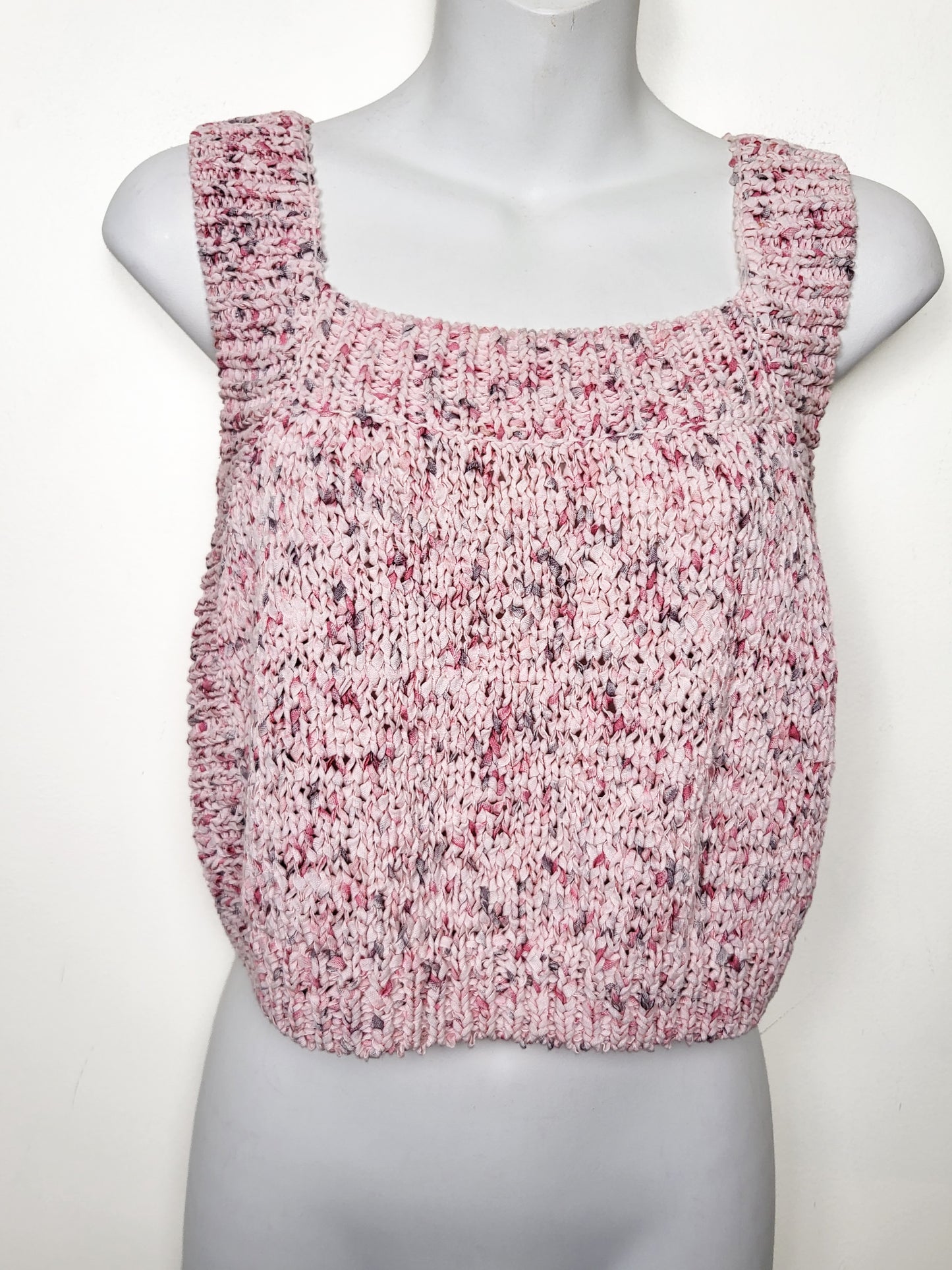 Zara pink mélange knit cropped tank top | Size MEDIUM