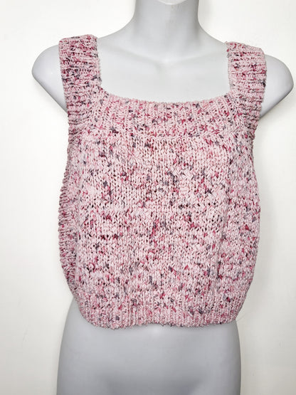 Zara pink mélange knit cropped tank top | Size MEDIUM