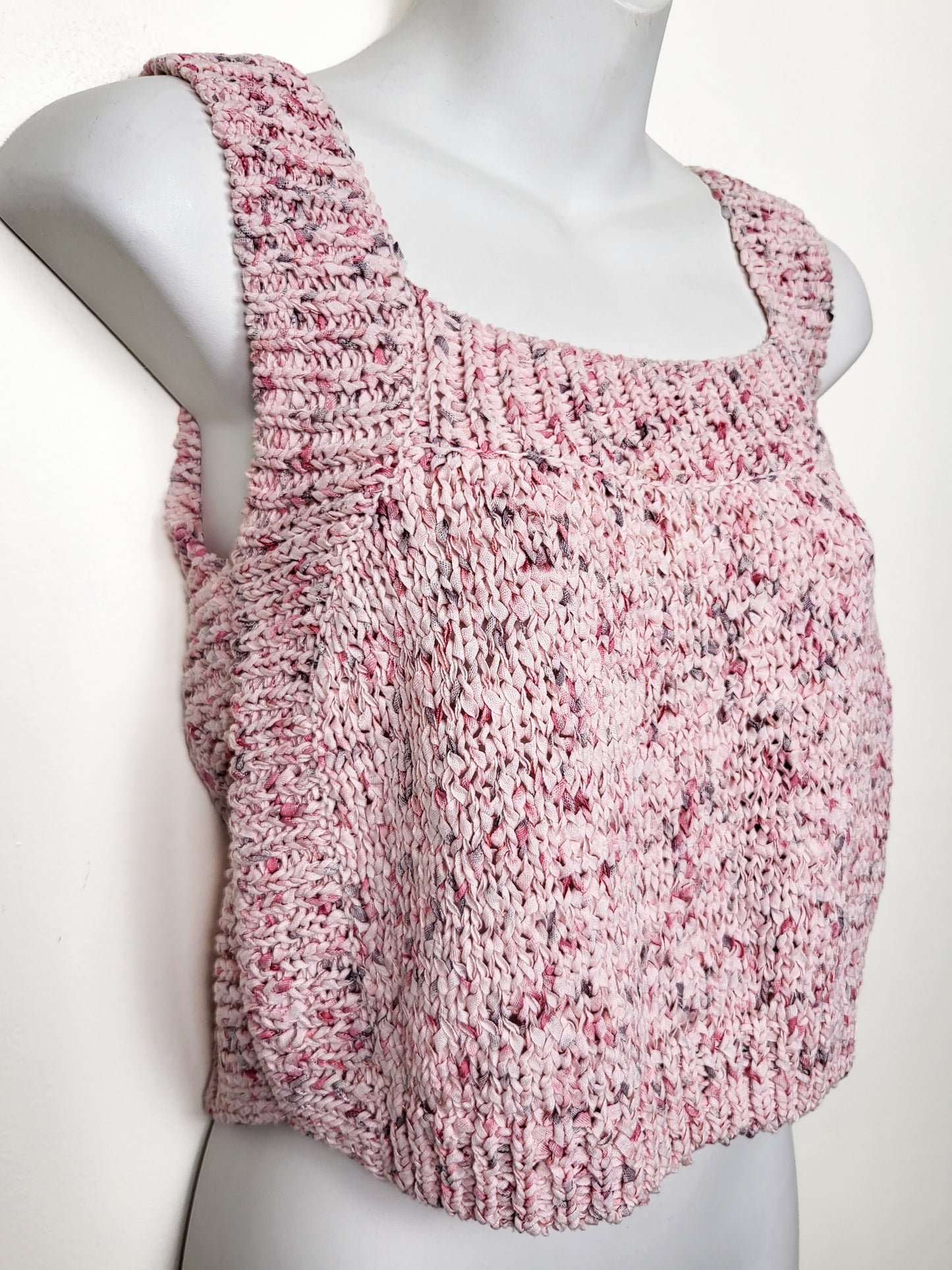 Zara pink mélange knit cropped tank top | Size MEDIUM