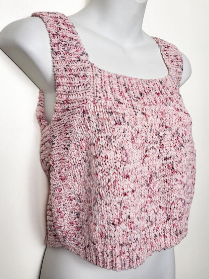 Zara pink mélange knit cropped tank top | Size MEDIUM