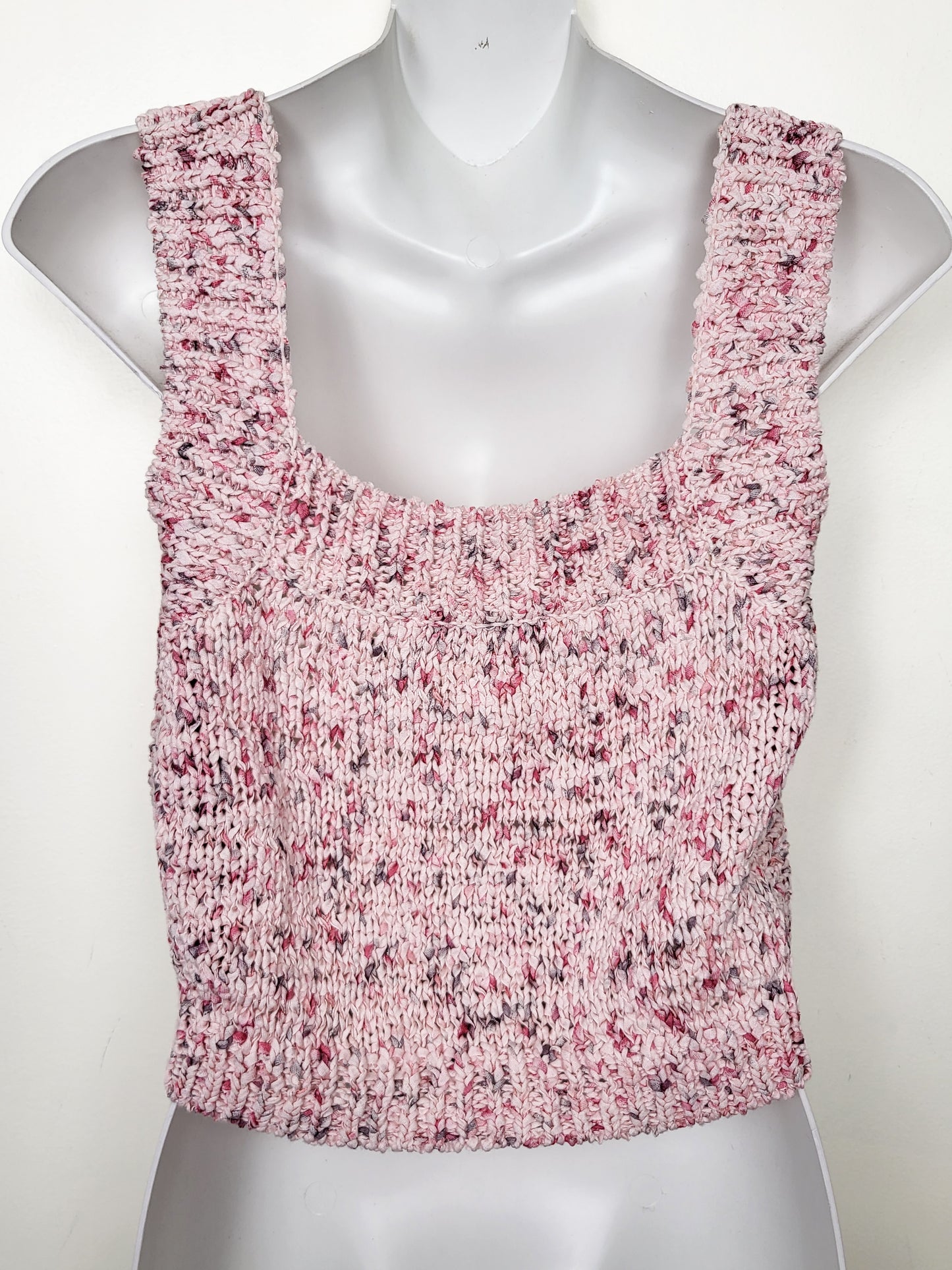 Zara pink mélange knit cropped tank top | Size MEDIUM