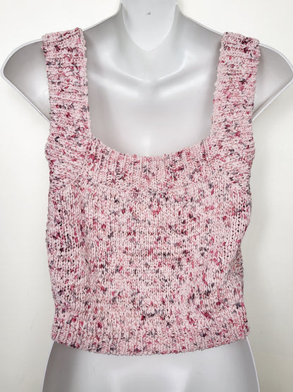 Zara pink mélange knit cropped tank top | Size MEDIUM