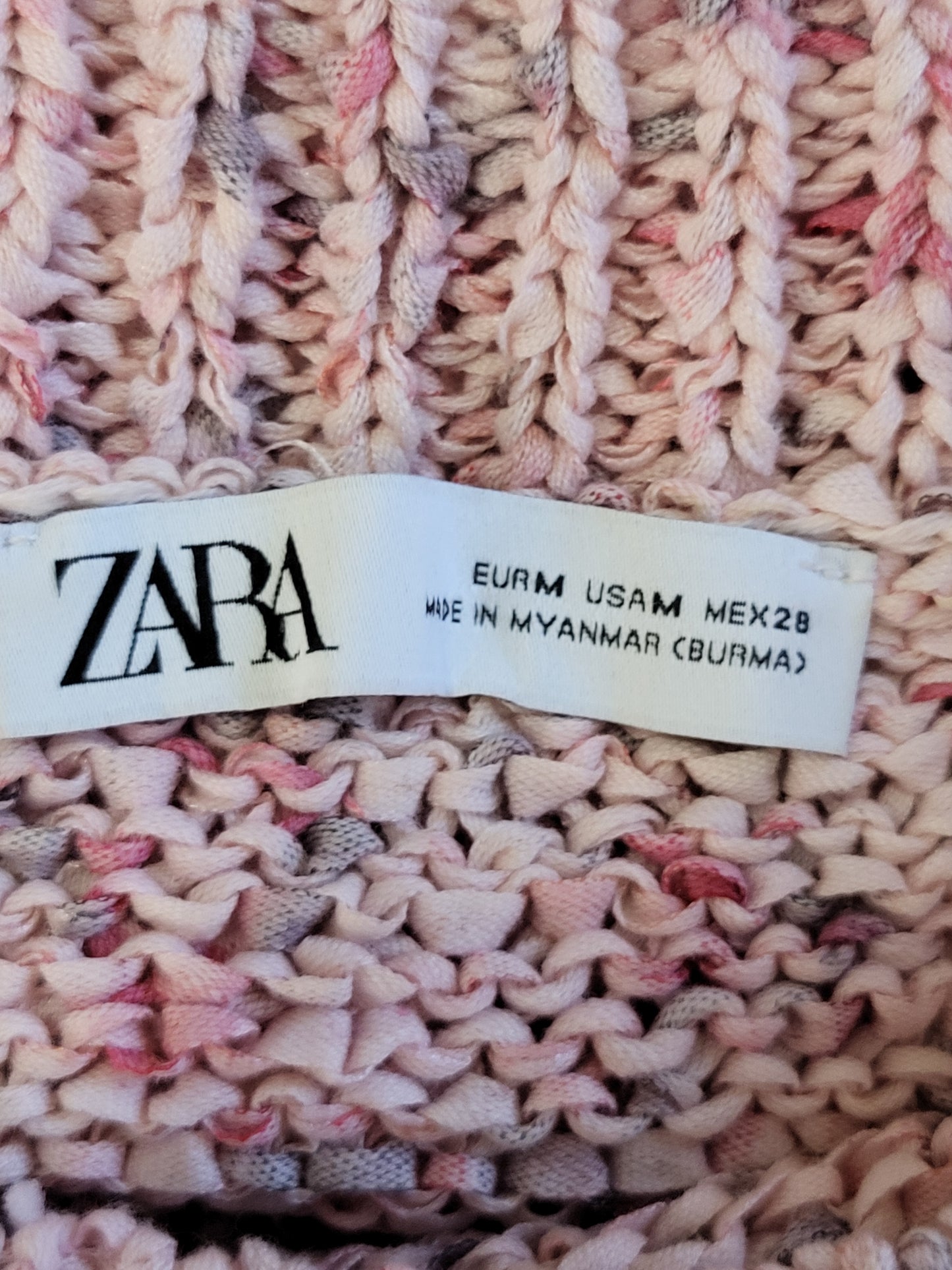 Zara pink mélange knit cropped tank top | Size MEDIUM