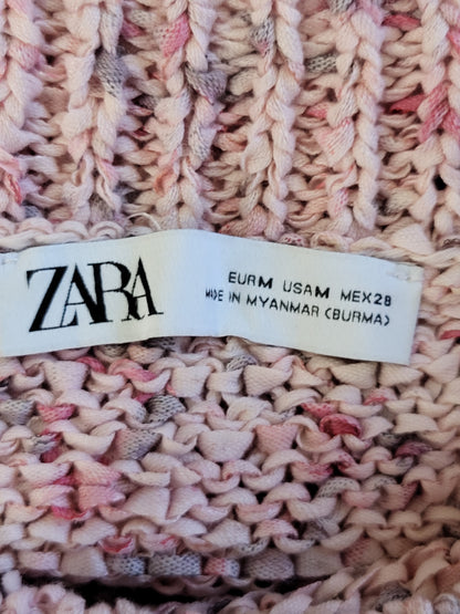 Zara pink mélange knit cropped tank top | Size MEDIUM