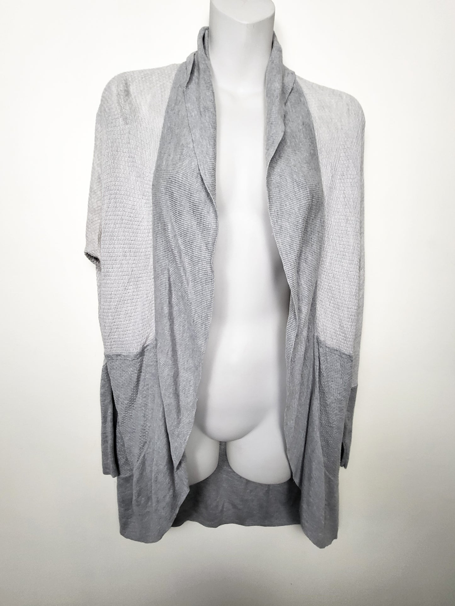 Camber & Grace grey two-tone open drape cardigan sweater | Size SMALL
