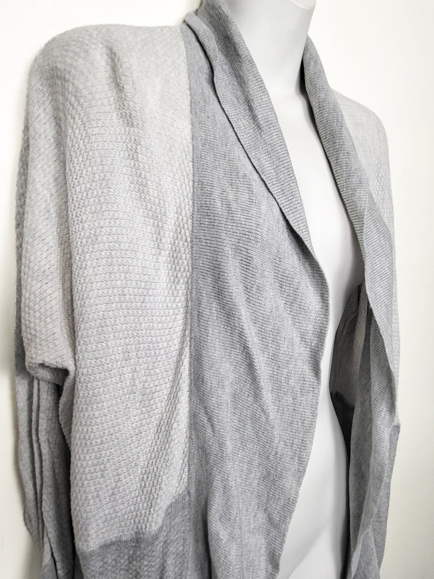 Camber & Grace grey two-tone open drape cardigan sweater | Size SMALL