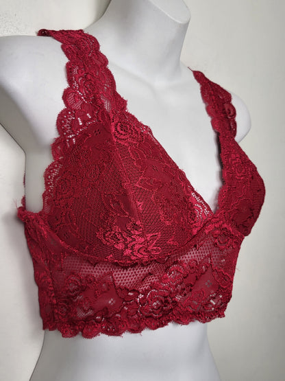 Only red lace longline bralette | Size MEDIUM