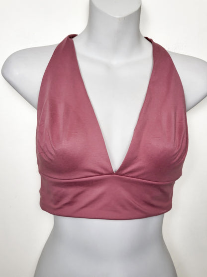 Pink halter bra with cage back | Size MEDIUM