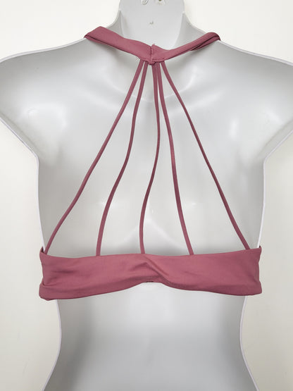 Pink halter bra with cage back | Size MEDIUM