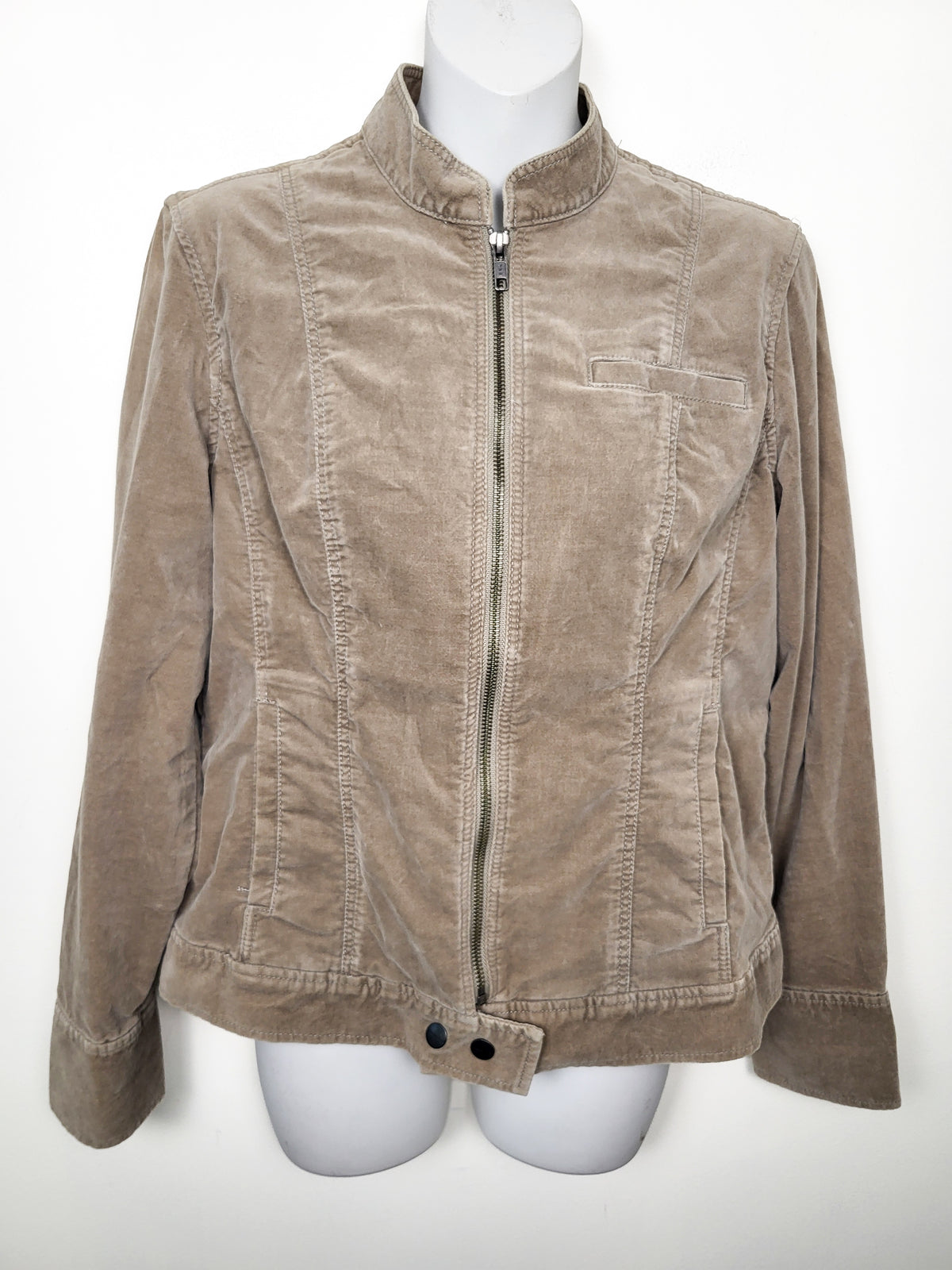 Coldwater Creek Velour Moto Mock-Neck Jacket | Size 8