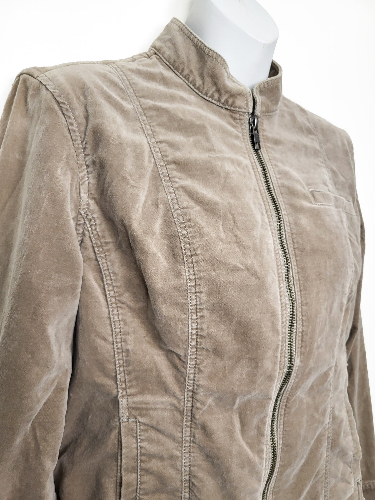 Coldwater Creek Velour Moto Mock-Neck Jacket | Size 8