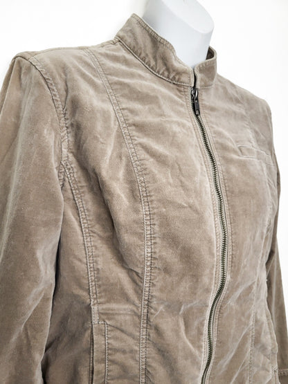 Coldwater Creek Velour Moto Mock-Neck Jacket | Size 8