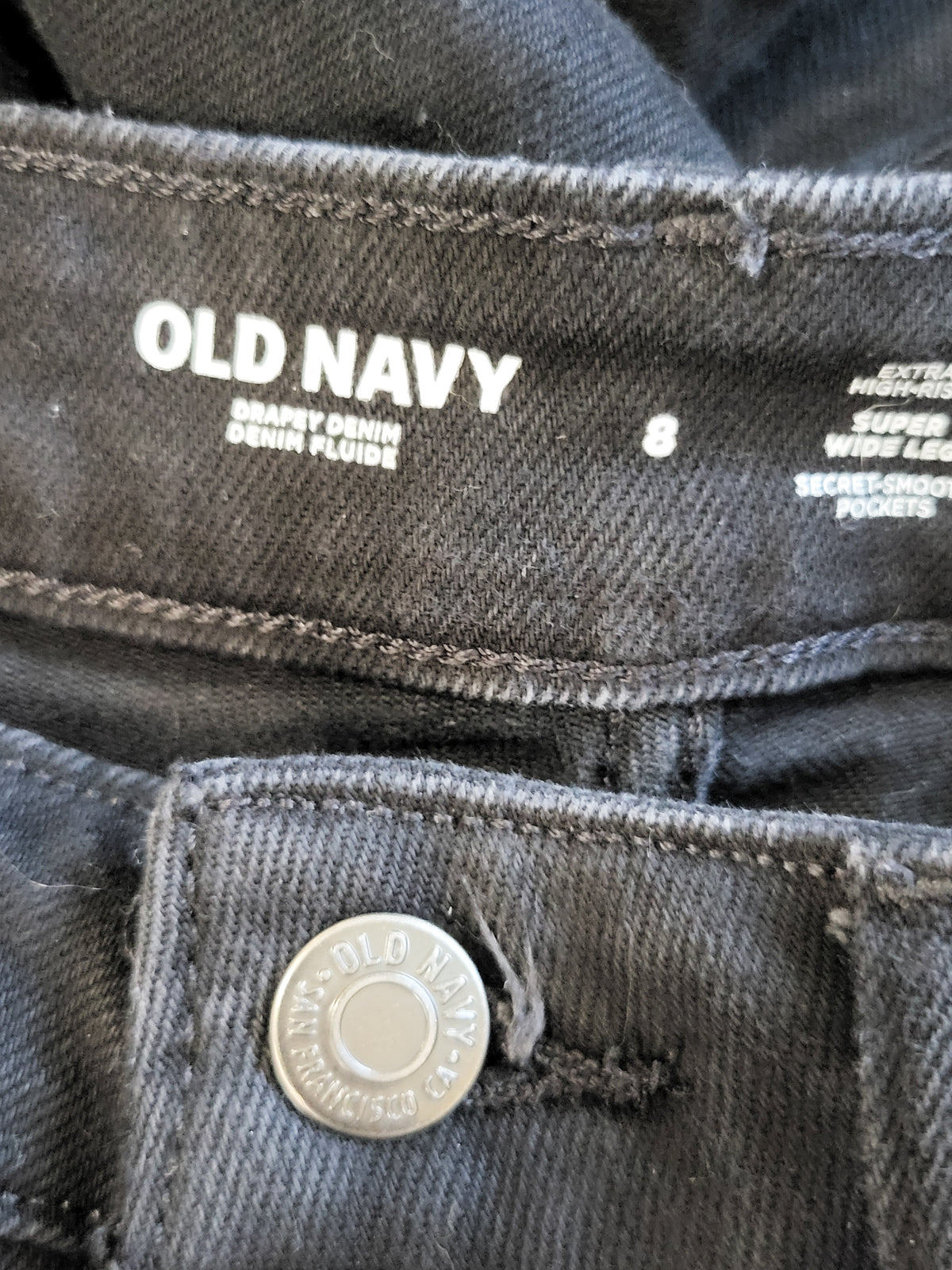 Old Navy black extra high rise super wide leg jeans | Size 8