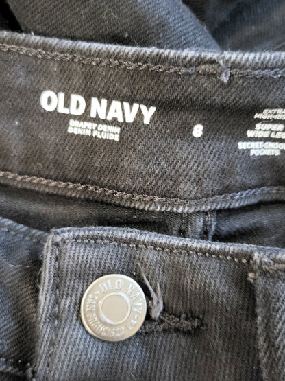 Old Navy black extra high rise super wide leg jeans | Size 8