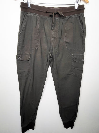 Harlow Olive Green High-Rise Elastic Utility Cargo Jogger | size MEDIUM