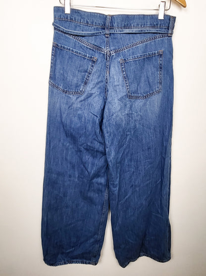 Old Navy high rise baggy wide leg jeans with tie belt | Size 6
