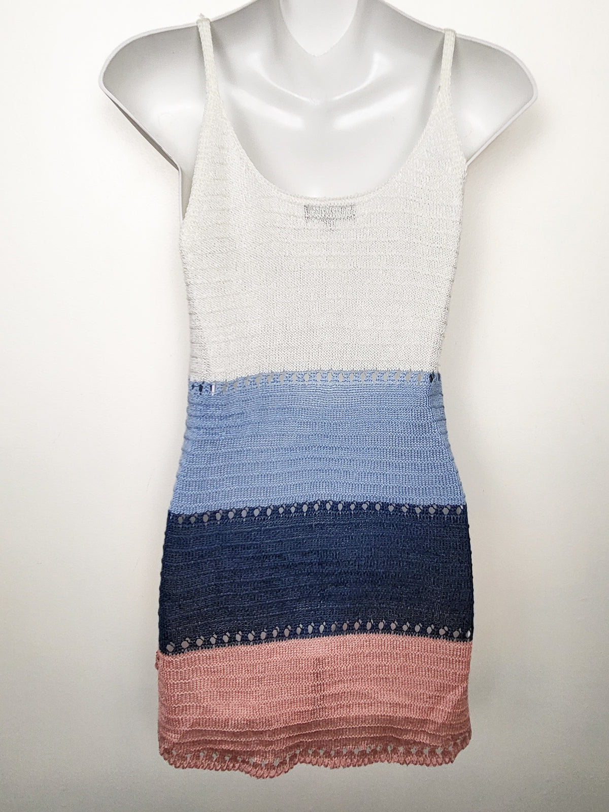 Warehouse One Pointelle Colour Block Sweater Tank | Size SMALL