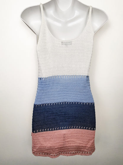 Warehouse One Pointelle Colour Block Sweater Tank | Size SMALL