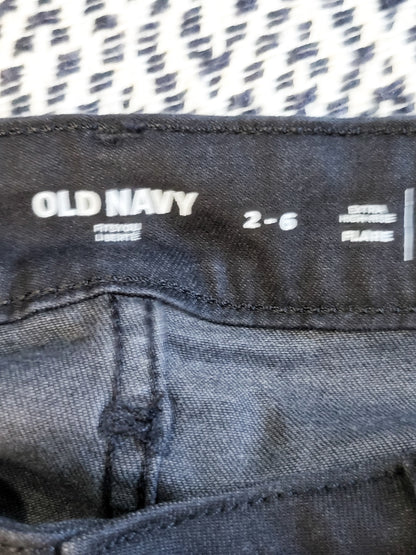 Old Navy black "Fits You" extra high rise flare stretchy denim pants | Size 2-6