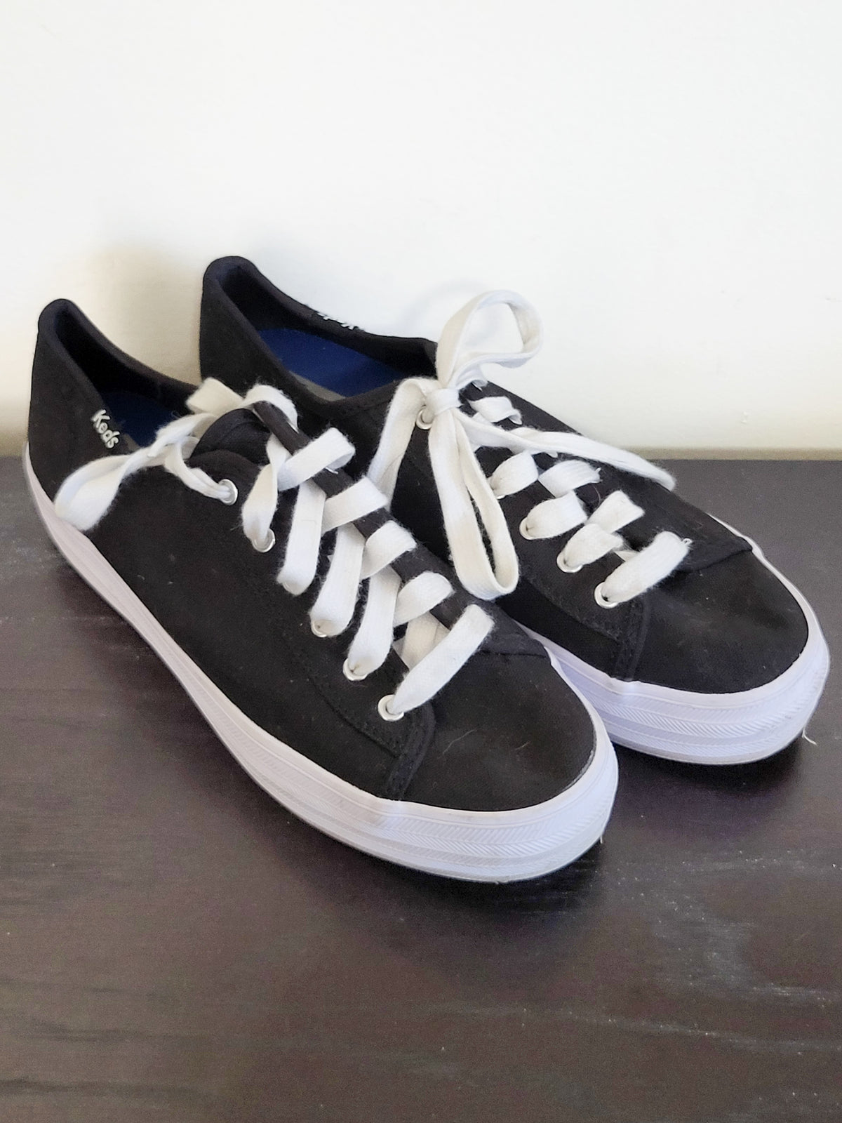 Keds Women's Triple Kick Canvas Platform Sneakers in Black and white | Size 6