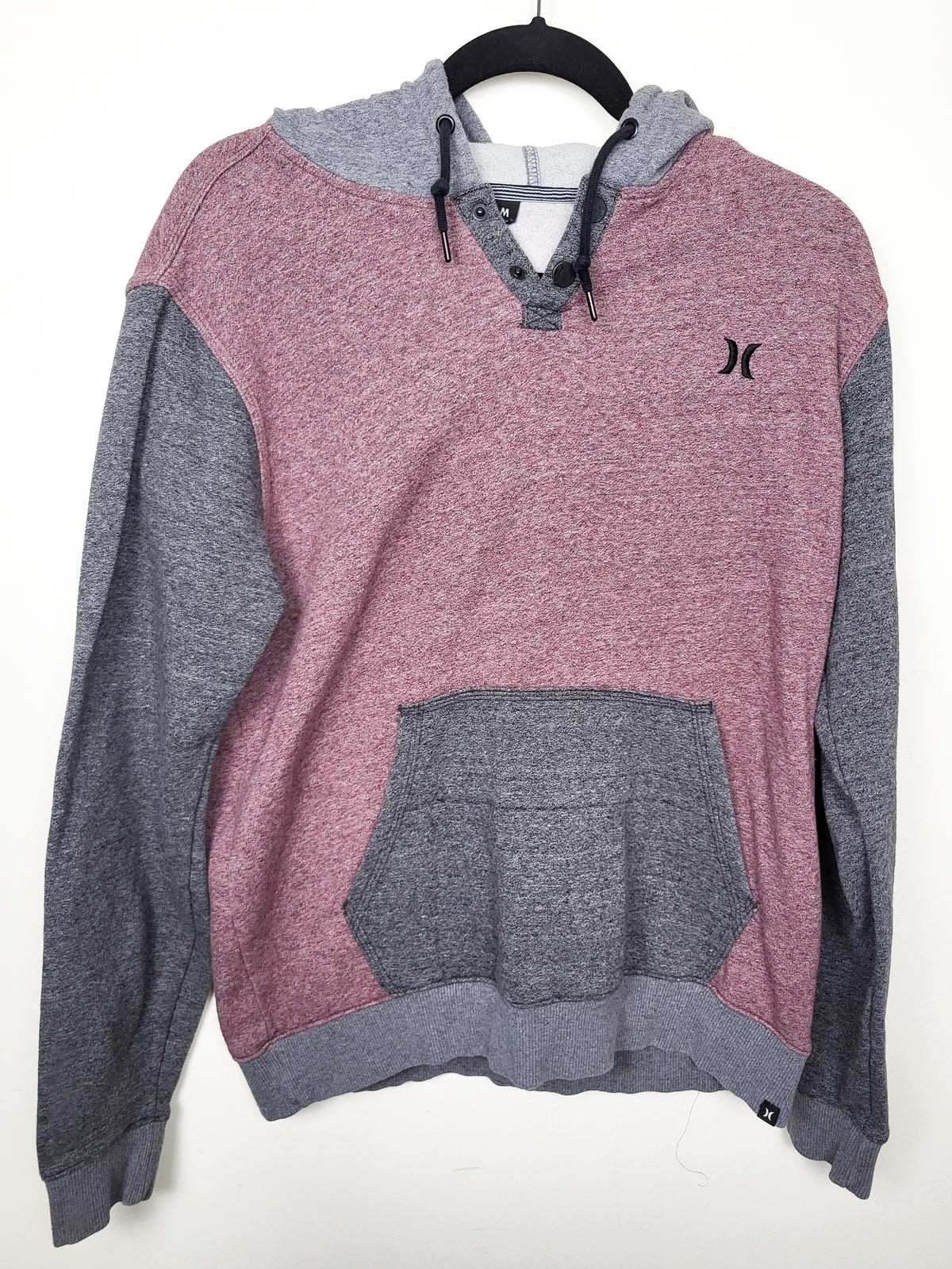 Hurley Men's tri-blend button-neck pullover hoodie | Size MEDIUM