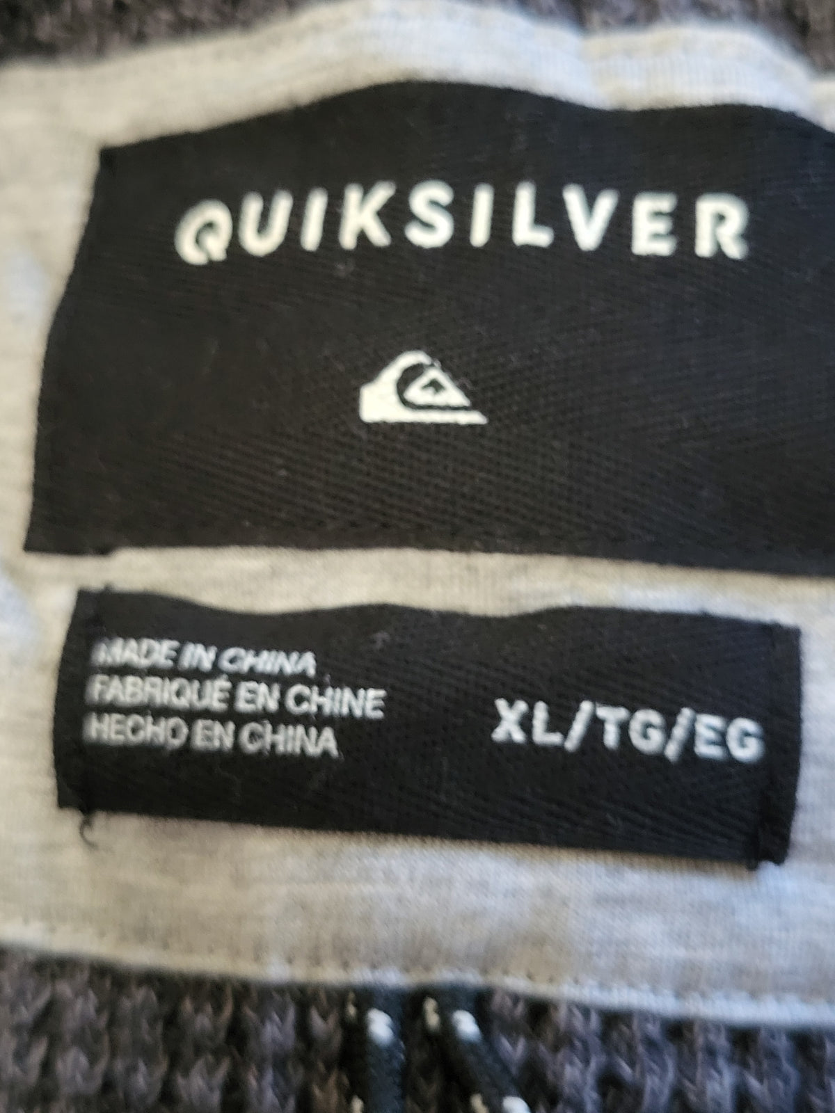 Quiksilver Men's Grey 100% cotton waffle-knit pullover hoodie | Size XL