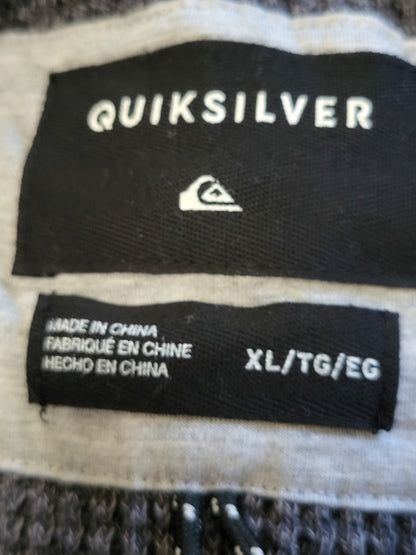 Quiksilver Men's Grey 100% cotton waffle-knit pullover hoodie | Size XL