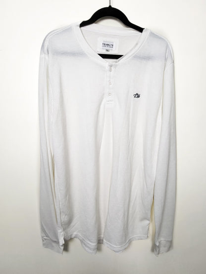 TEAMLTD men's white waffle-knit Henley shirt | Size XL