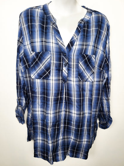 Weatherproof Vintage blue plaid top | Size XXL