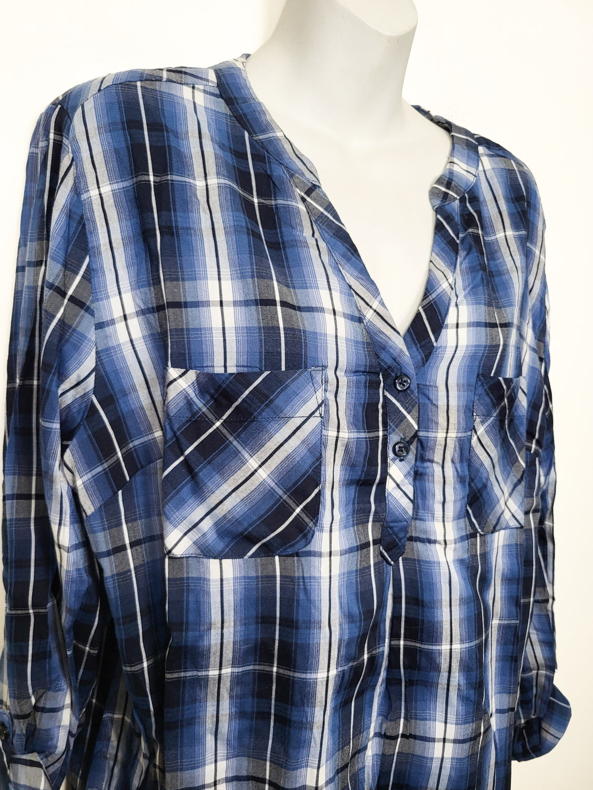 Weatherproof Vintage blue plaid top | Size XXL